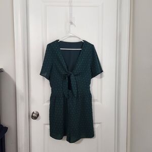 Dark Green Short Sleeve Romper
